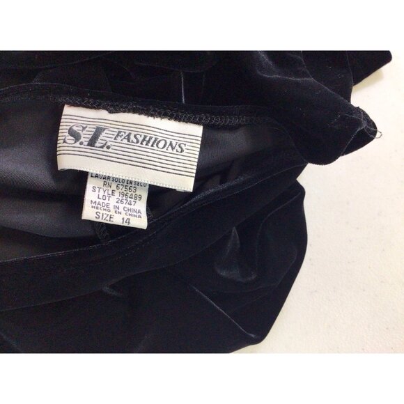 Black Velvet Butterfly Maxi Dress Y2K Sequins Womens 14 - Picture 8 of 10